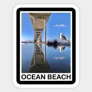 Ocean Beach Pier White Sticker